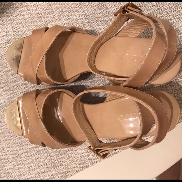 Jimmy Choo patent leather nude wedges sz 39 - Picture 7 of 8